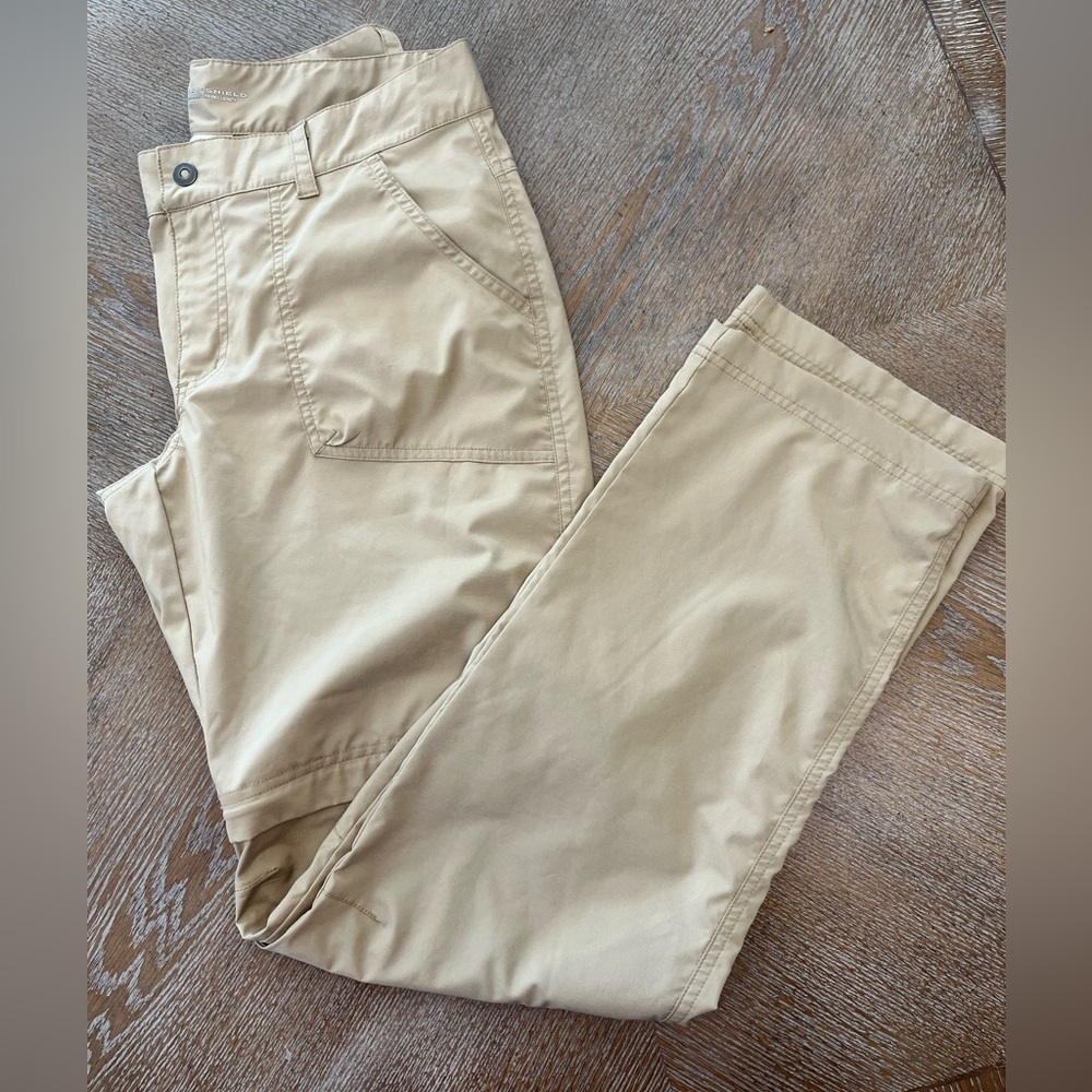 Columbia convertible hiking pants Omni shield Beige Sz10Tall Waist 34” inseam33”